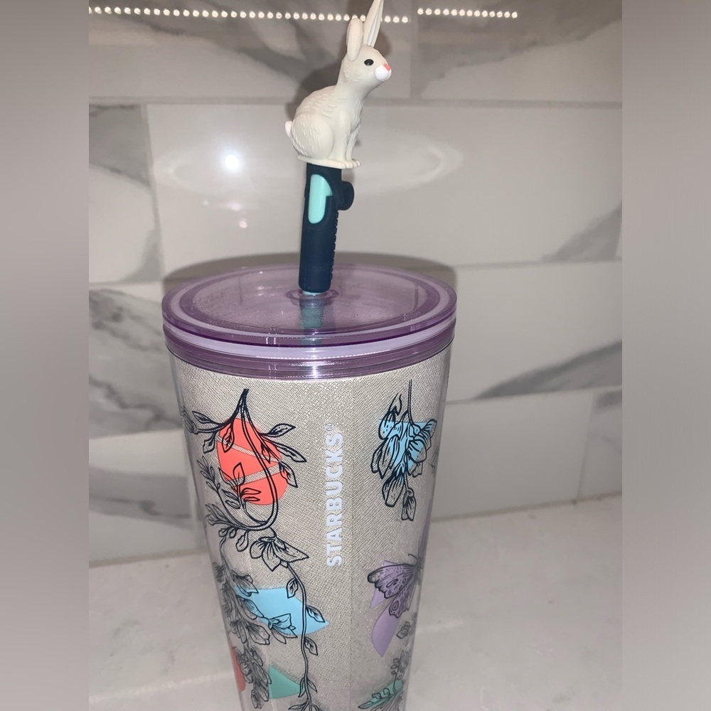 NWOT Starbucks 2024 Spring Easter Butterfly 🦋 Rabbit Tumbler with Purple Lid - Picture 2 of 4